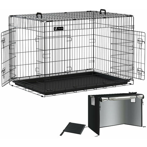 VOUNOT Dog Crate Portable Foldable Secure Pet Puppy Cage with Cover 48 Inches, XXL - 1