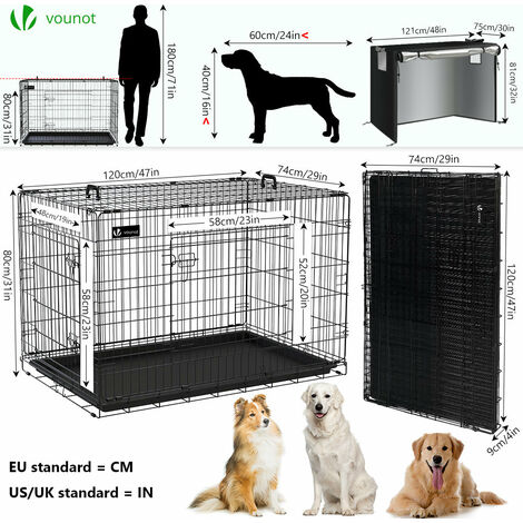 VOUNOT Dog Crate Portable Foldable Secure Pet Puppy Cage with Cover 48 Inches, XXL - 2