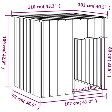 Dog House with Roof Anthracite 110x103x109 cm Galvanised Steel vidaXL - 5