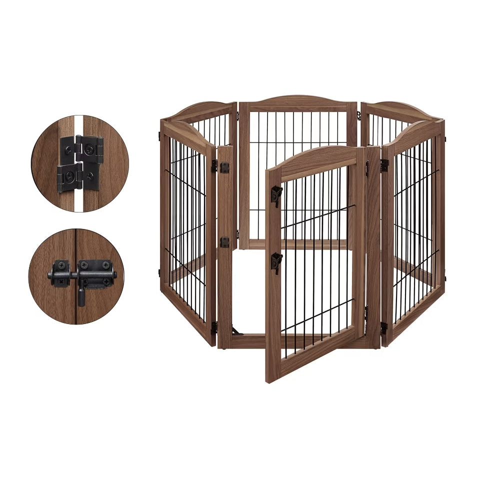 ScritchPets Expandable Timber Pet Playpen 6 Piece Set