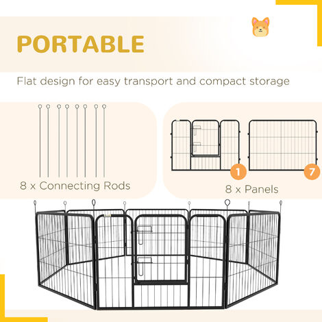 PawHut 8 Panels Heavy Duty Puppy Play Pen 80 x 60 cm - 5