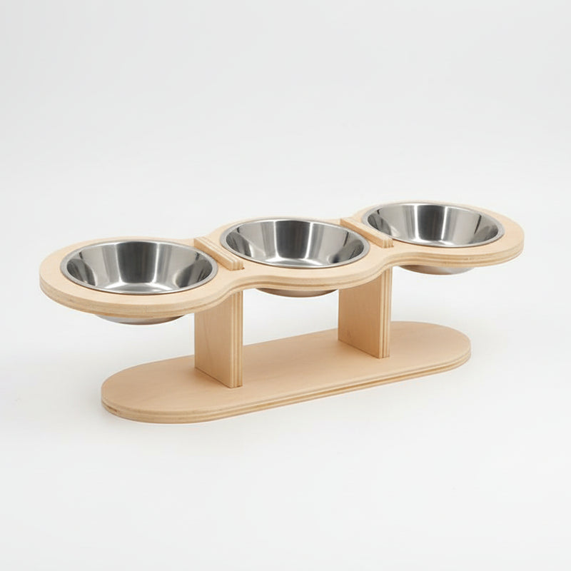 ScritchPets Tilted Cat Bowls with Wooden Stand
