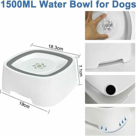 KZQ Anti-Splash Dog Water Bowl, 1.5L Anti-Splash Dog Bowl, Anti-Flood Pet Bowl, Floating Water Bowl, Dog Bowl for Dogs, Cats, and Puppies - 2