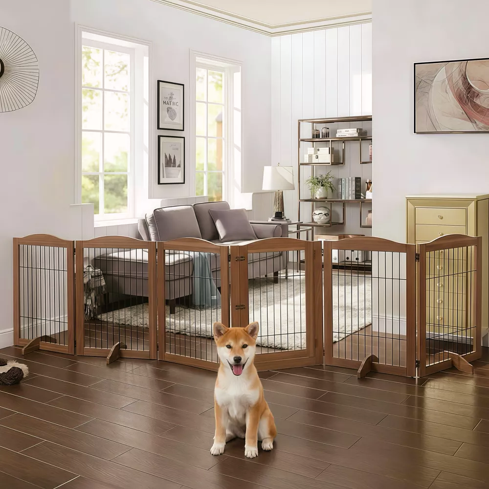 ScritchPets Expandable Timber Pet Playpen 6 Piece Set