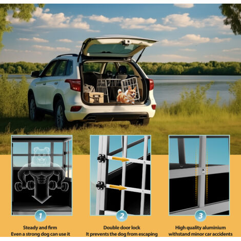 Cadoca Dog Car Crate Aluminium Sturdy Transport Box Carrier Travel Pet Trunk Boot Puppy  Transport Box XL - 2