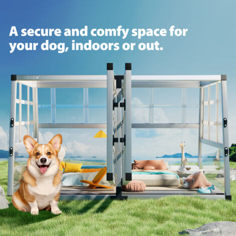 Cadoca Dog Car Crate Aluminium Sturdy Transport Box Carrier Travel Pet Trunk Boot Puppy  Transport Box XL - 5
