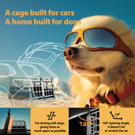 Cadoca Dog Car Crate Aluminium Sturdy Transport Box Carrier Travel Pet Trunk Boot Puppy  Transport Box XL - 6