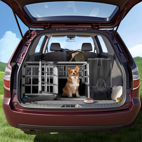 Cadoca Dog Car Crate Aluminium Sturdy Transport Box Carrier Travel Pet Trunk Boot Puppy  Transport Box XL - 7