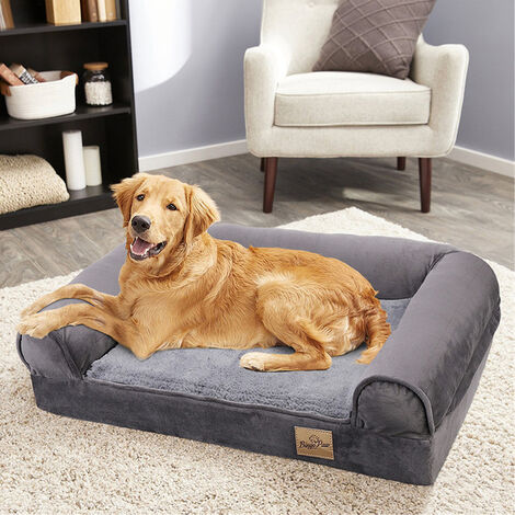 BingoPaw Traditional Large Dog Bed Pet Cuddler Couch Lounger Removable Cover - Grey - Size M - 1
