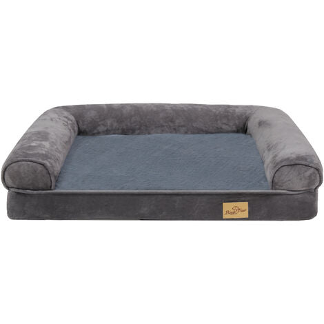 BingoPaw Traditional Large Dog Bed Pet Cuddler Couch Lounger Removable Cover - Grey - Size M - 3