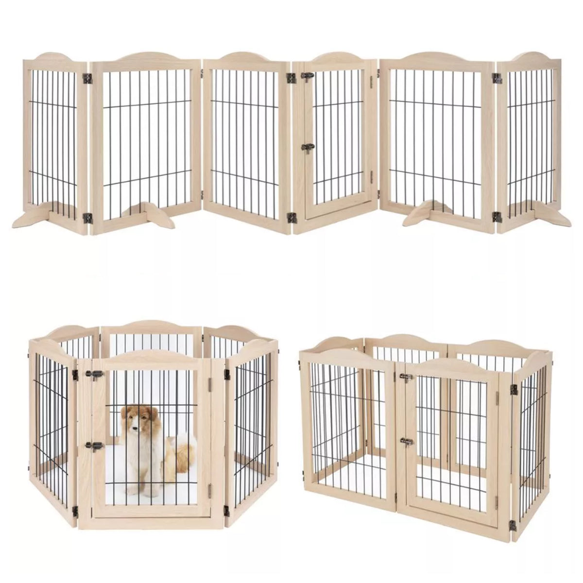 ScritchPets Expandable Timber Pet Playpen 6 Piece Set