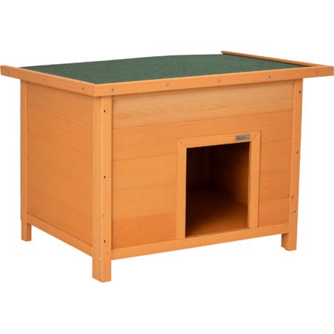 Pawhut 82cm Elevated Dog Kennel Wooden Pet House Outdoor with Open Top - 1