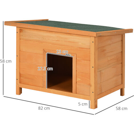 Pawhut 82cm Elevated Dog Kennel Wooden Pet House Outdoor with Open Top - 2
