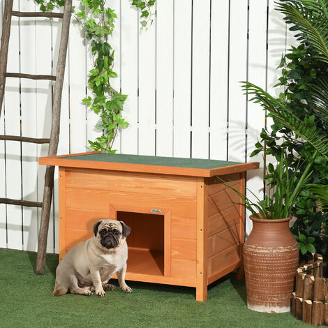 Pawhut 82cm Elevated Dog Kennel Wooden Pet House Outdoor with Open Top - 3