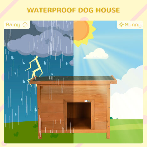 Pawhut 82cm Elevated Dog Kennel Wooden Pet House Outdoor with Open Top - 4