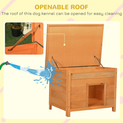 Pawhut 82cm Elevated Dog Kennel Wooden Pet House Outdoor with Open Top - 5