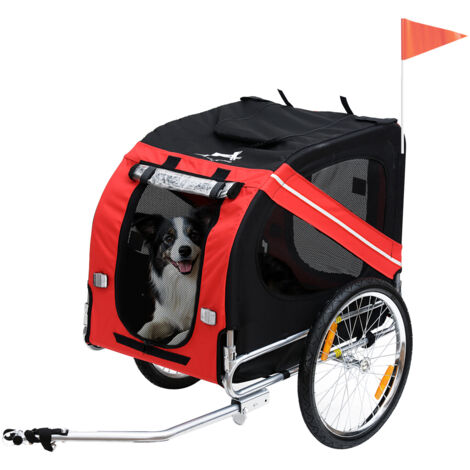 PawHut Dog Bike Trailer Pet Cart Carrier for Bicycle Travel Steel Frame Red - 1