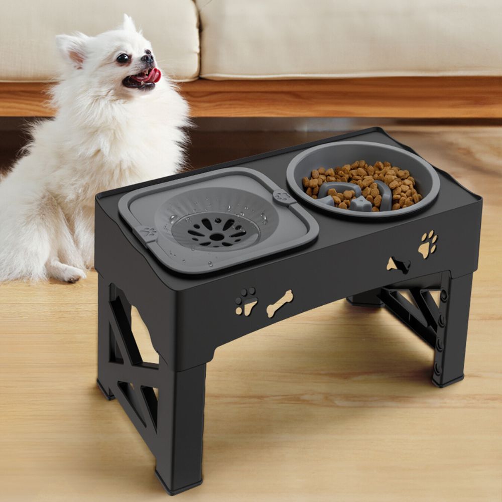 ScritchPets Raised Adjustable Slow Feeder Dog Bowl
