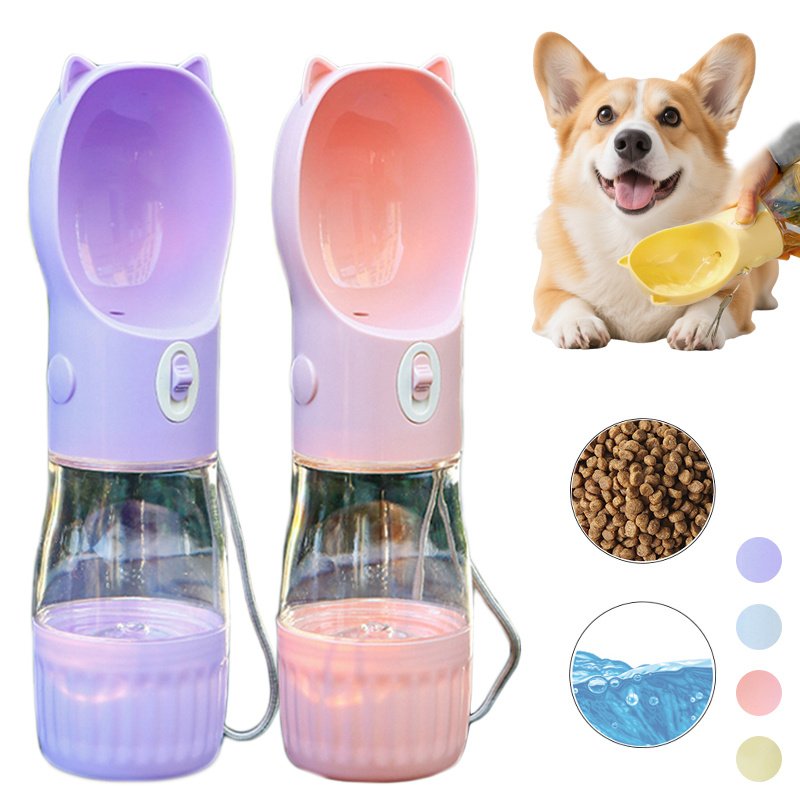 2 In 1 Portable Dog Water Bottle For Small Big Dogs Cat Outdoor Leak-proof Puppy Drinking Bowl With Food Container Pets Feeder Pet Products - Image 1