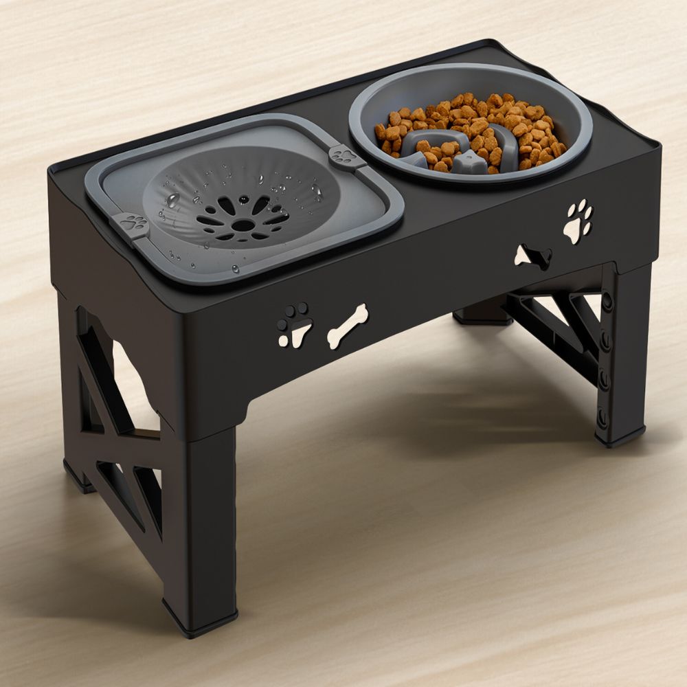 ScritchPets Raised Adjustable Slow Feeder Dog Bowl