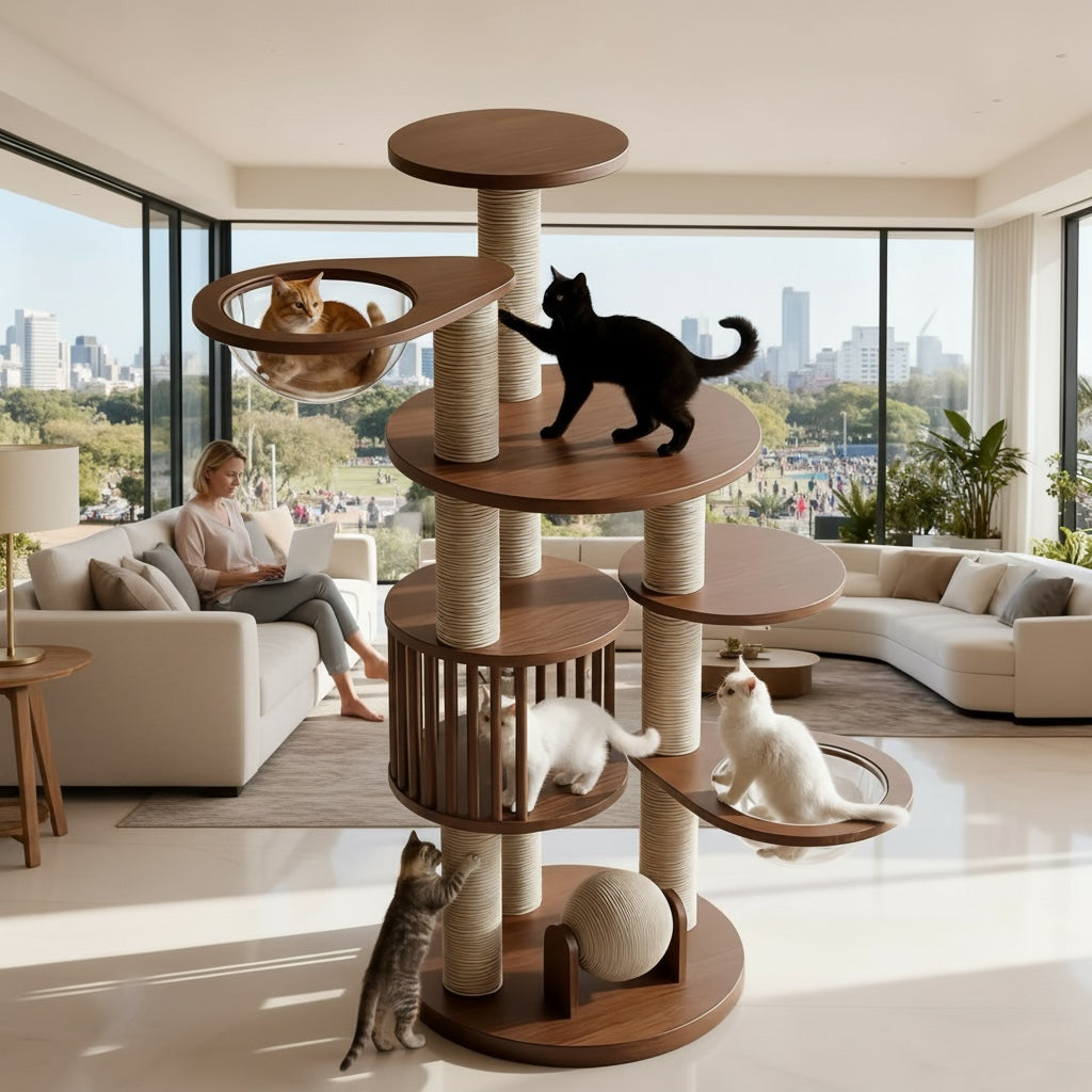 ScritchPets Premium Multi Tier Cat Tree Tower