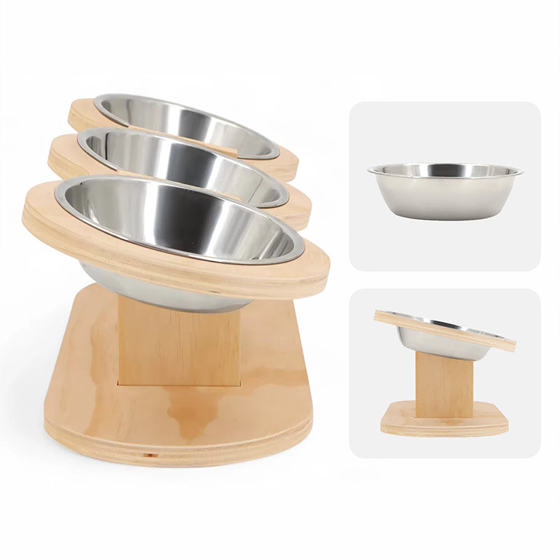 ScritchPets Tilted Cat Bowls with Wooden Stand