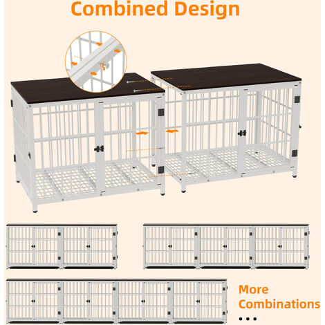 BingoPaw Heavy Duty Dog Kennel Wooden Dog Crate Puppy Cage End Table with Lockable Door, White Medium 78.5 x 56.5 x 65cm - 4
