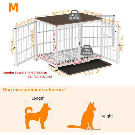 BingoPaw Heavy Duty Dog Kennel Wooden Dog Crate Puppy Cage End Table with Lockable Door, White Medium 78.5 x 56.5 x 65cm - 5