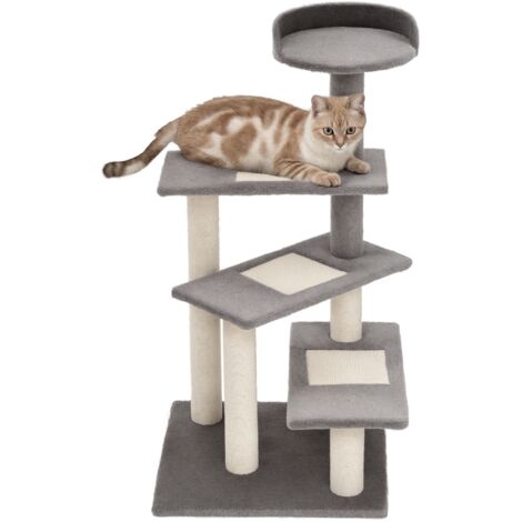 PawHut Cat Tree Scratcher, Climbing Post, Kitten Pets Scratching Furniture Tower Grey - 1