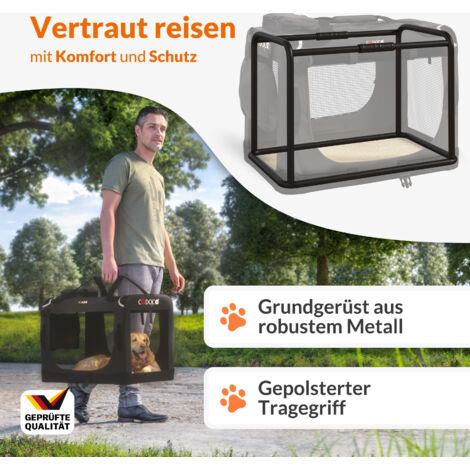 CADOCA® Pet Carrier Fabric Dog Cat Rabbit Transport Bag Cage Folding Puppy Crate  S - Anthracite - 5