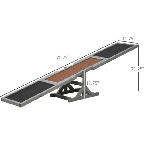 Fir Wood Pet Seesaw for Physical and Mental Exercise, Anti-Slip Surface, Perfect for Pets Under 110 lbs, Easy to Assemble, Various Colors - 2