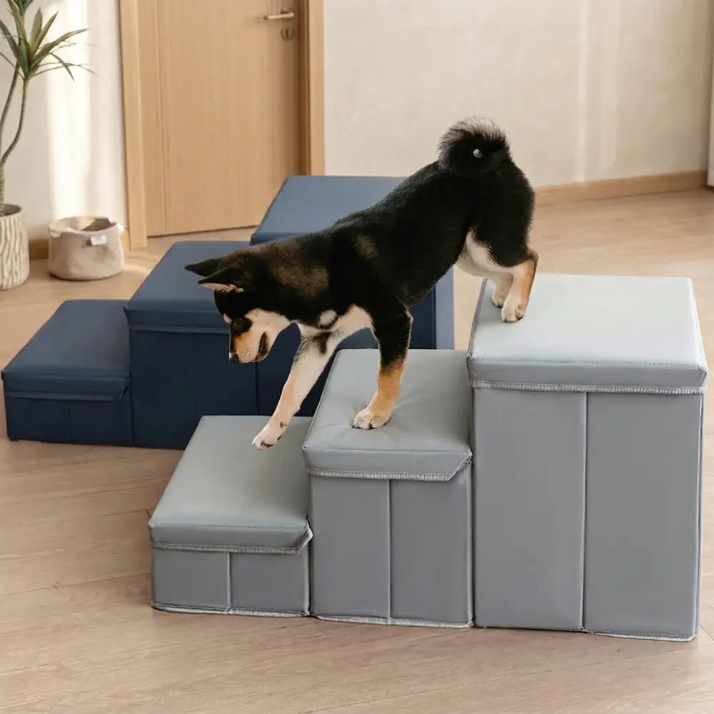 ScritchPets Foldable Dog Stairs with Storage