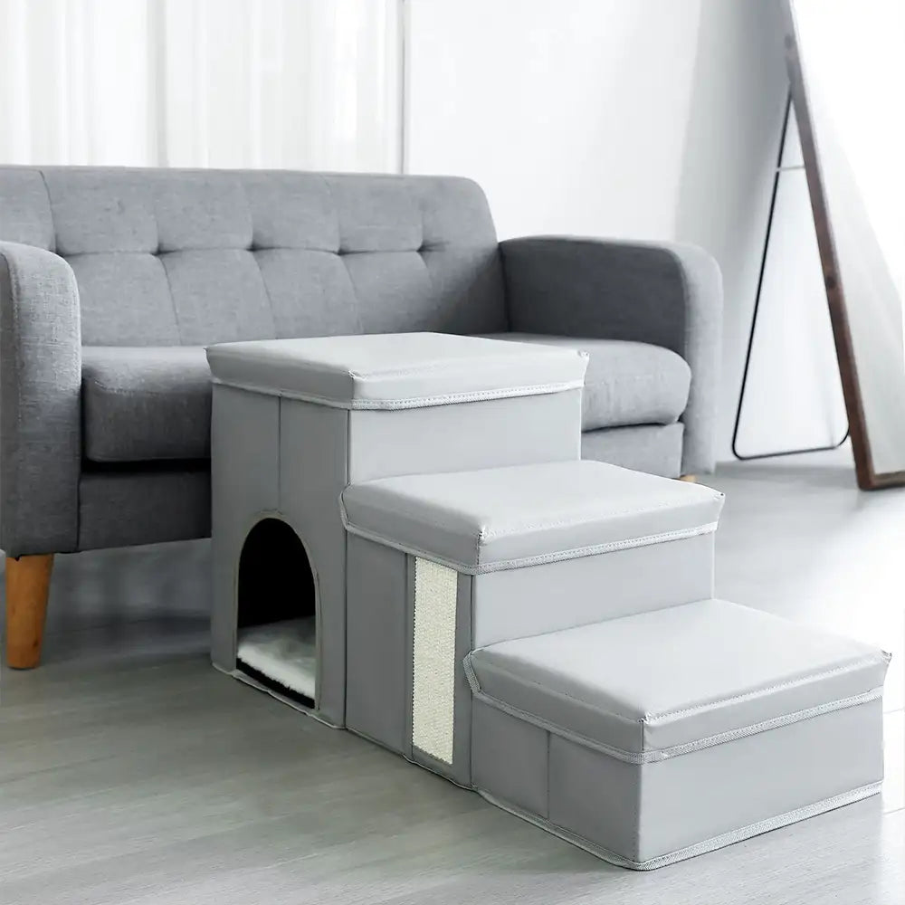 ScritchPets Foldable Dog Stairs with Storage