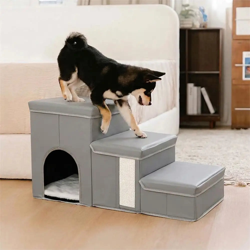 ScritchPets Foldable Dog Stairs with Storage