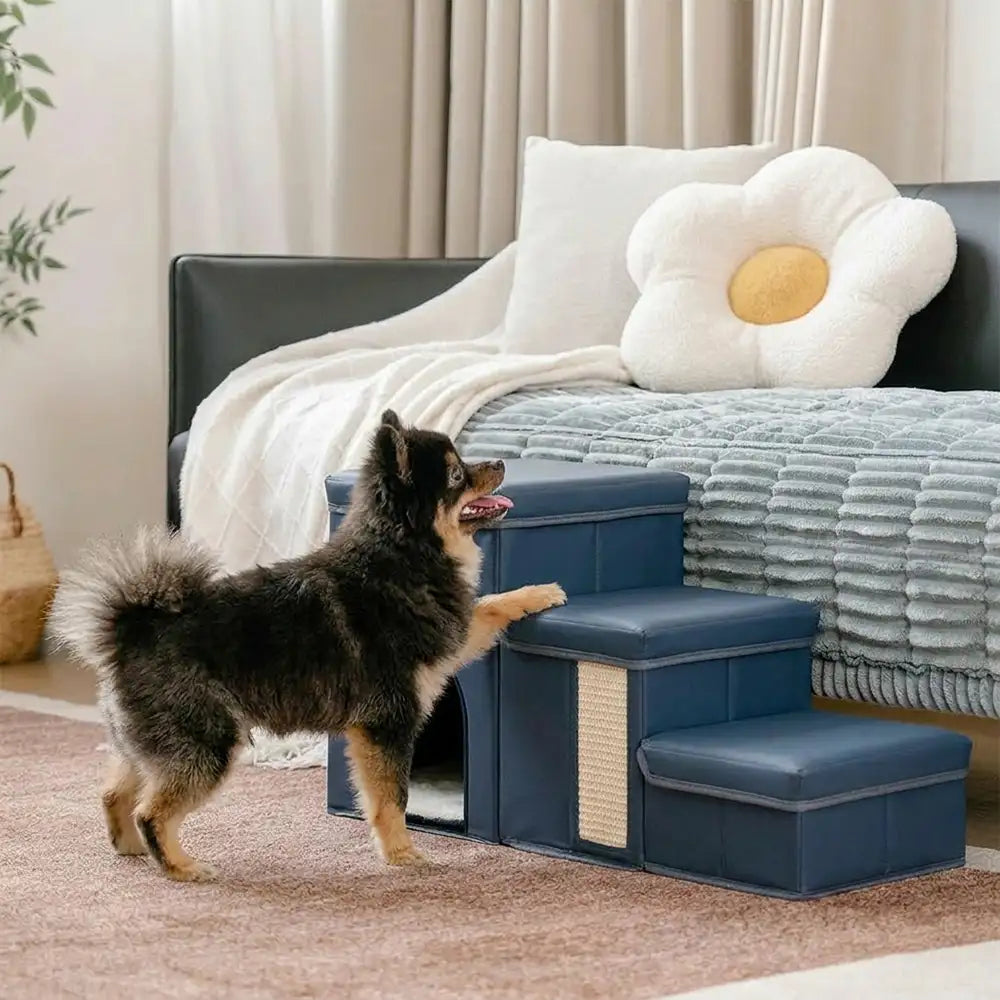 ScritchPets Foldable Dog Stairs with Storage