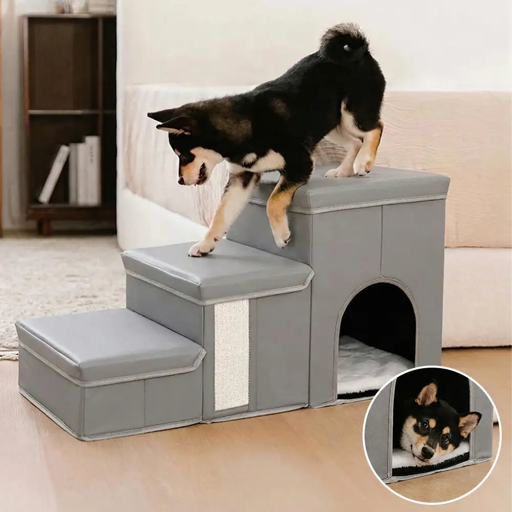 ScritchPets Foldable Dog Stairs with Storage
