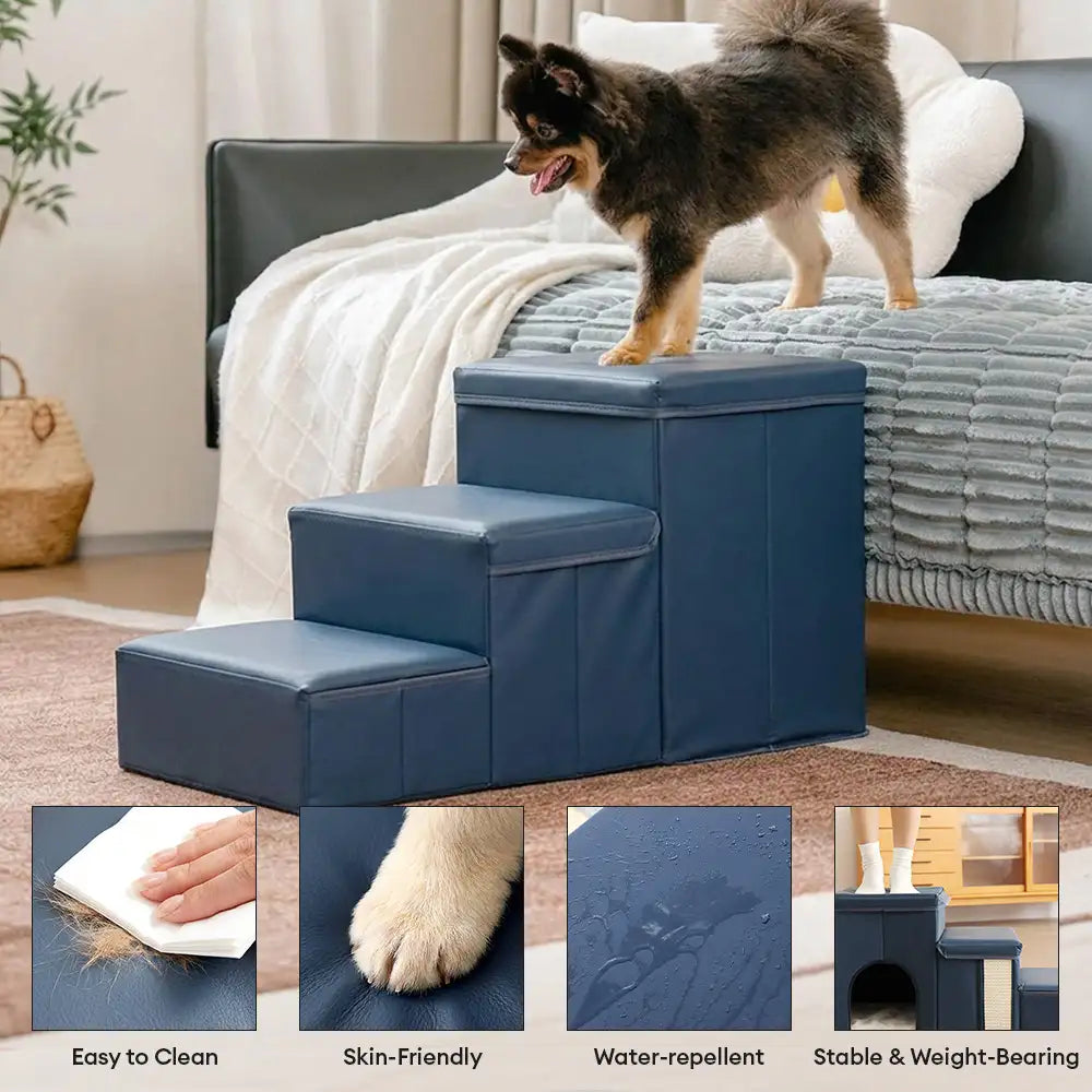 ScritchPets Foldable Dog Stairs with Storage