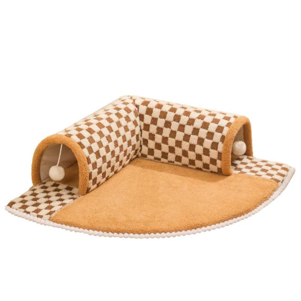 ScritchPets Checkered Cat Tunnel Bed 2 in 1