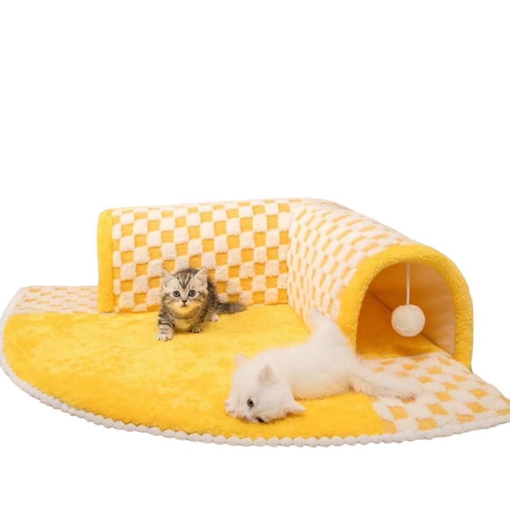 ScritchPets Checkered Cat Tunnel Bed 2 in 1