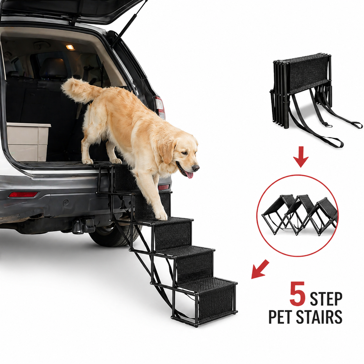 ScritchPets Foldable Dog Car Stairs