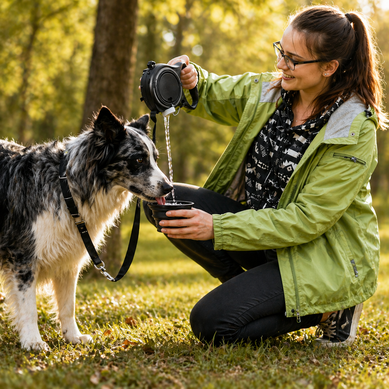 ScritchPets Retractable Dog Leash with Water Bottle