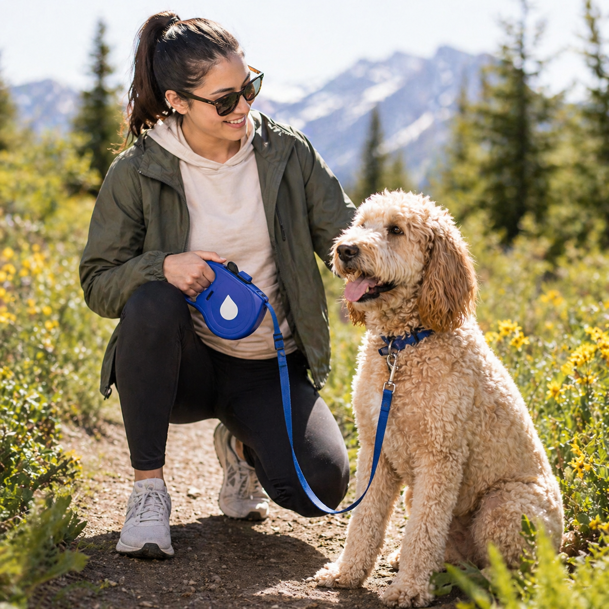 ScritchPets Retractable Dog Leash with Water Bottle