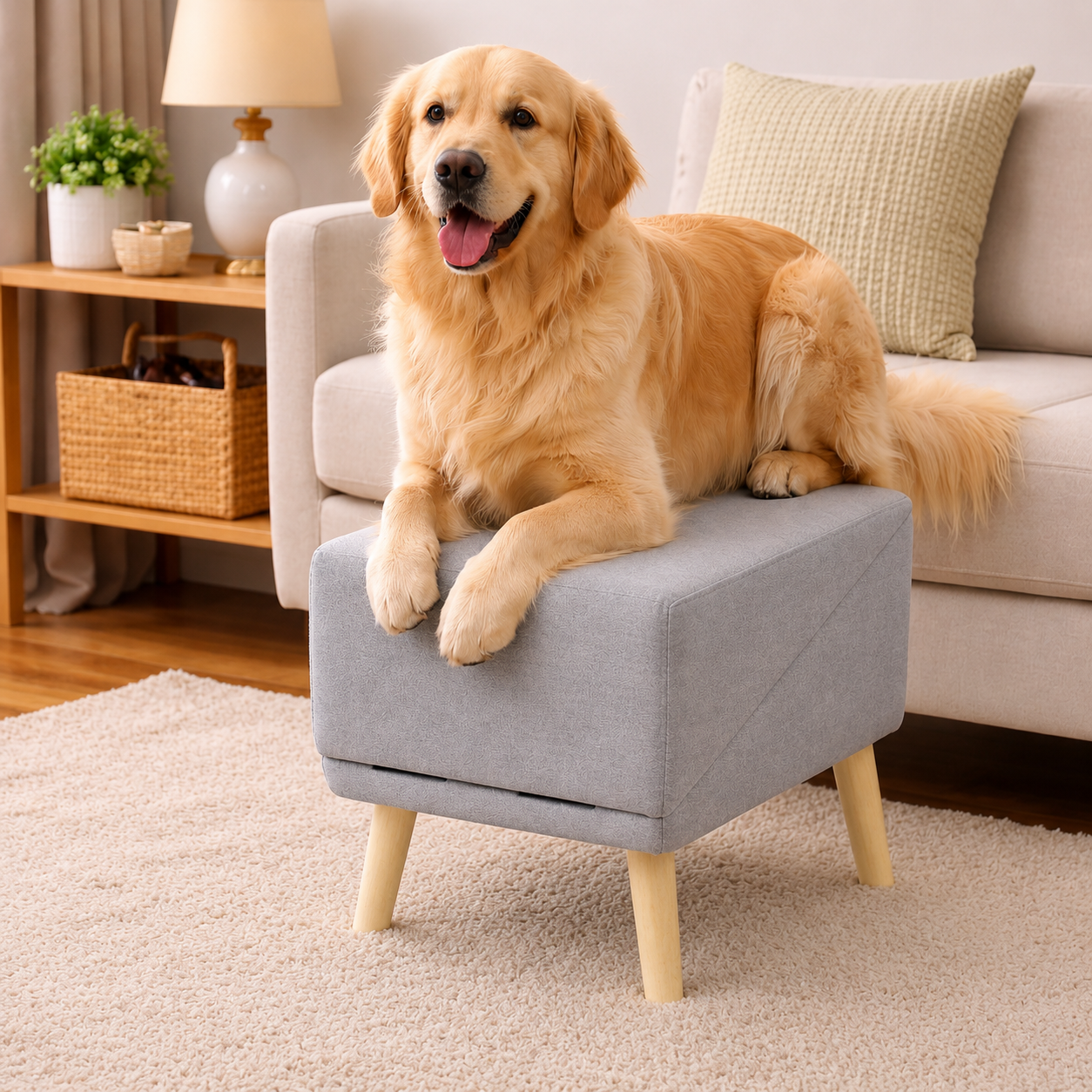 ScritchPets 2 in 1 Foldable Wooden Dog Ramp and Stairs