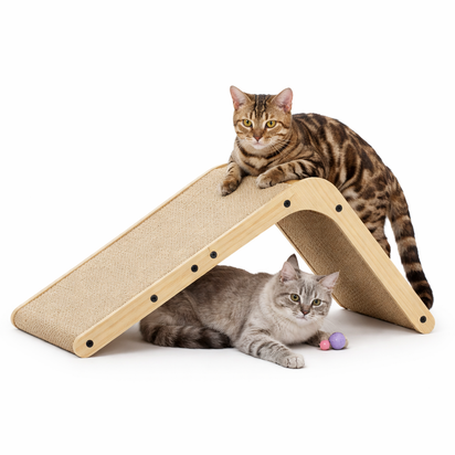 L-Shaped Cat Scratcher – Cardboard Scratch Pad with Wall Protection Design