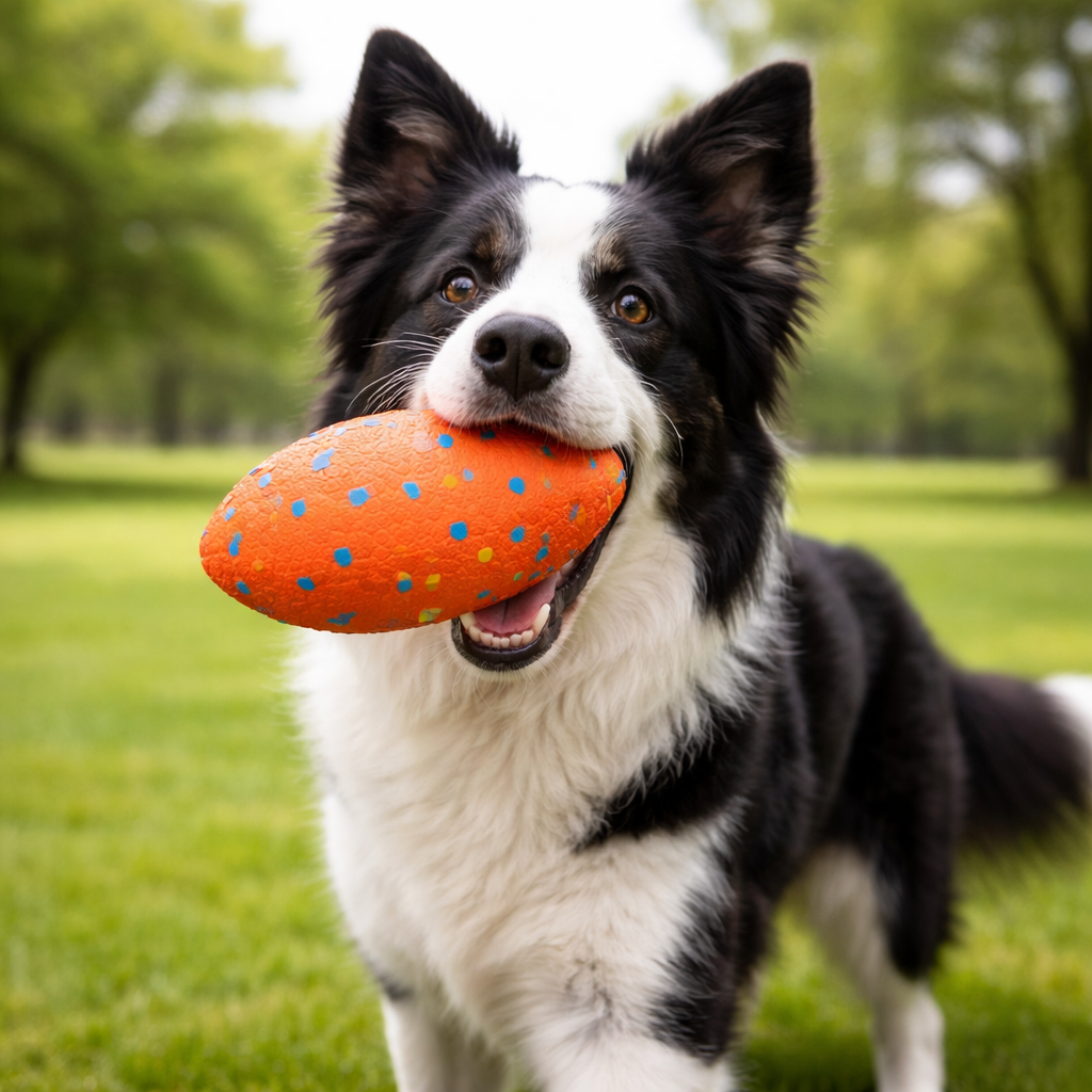 ScritchPets Dog Football Toy for Aggressive Chewers