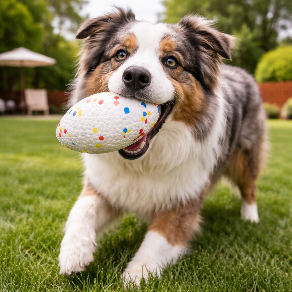 ScritchPets Dog Football Toy for Aggressive Chewers