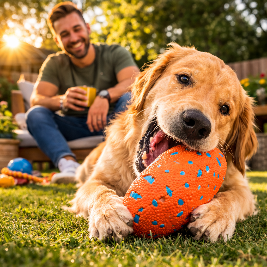 ScritchPets Dog Football Toy for Aggressive Chewers