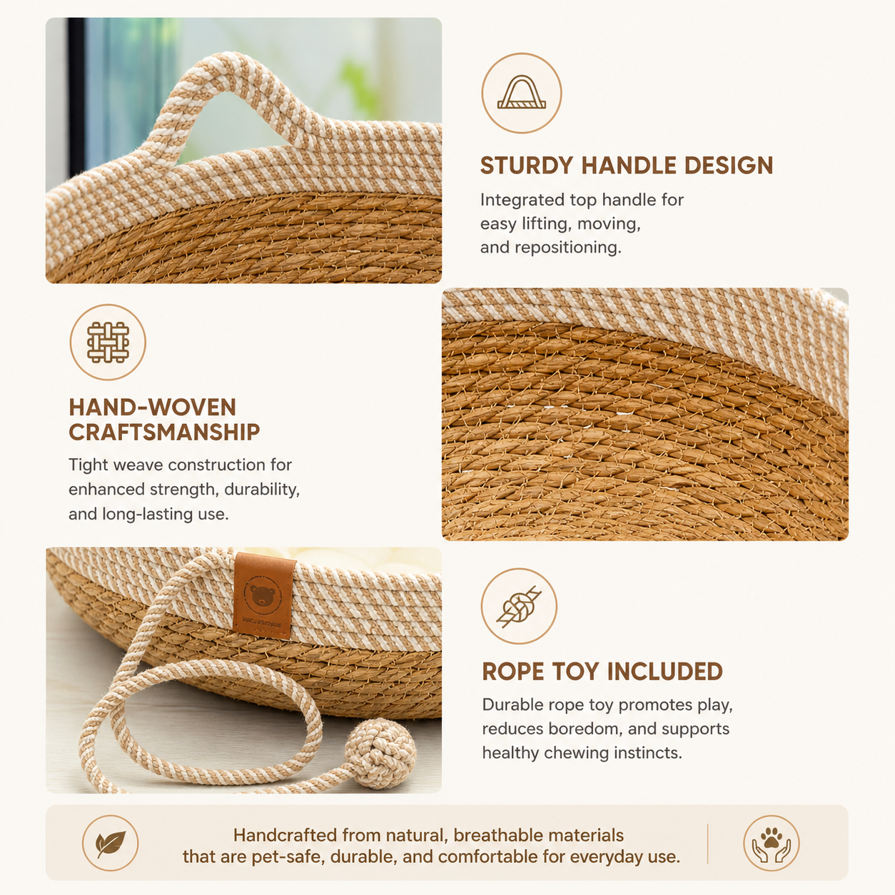 ScritchPets Woven Rattan Cat Bed