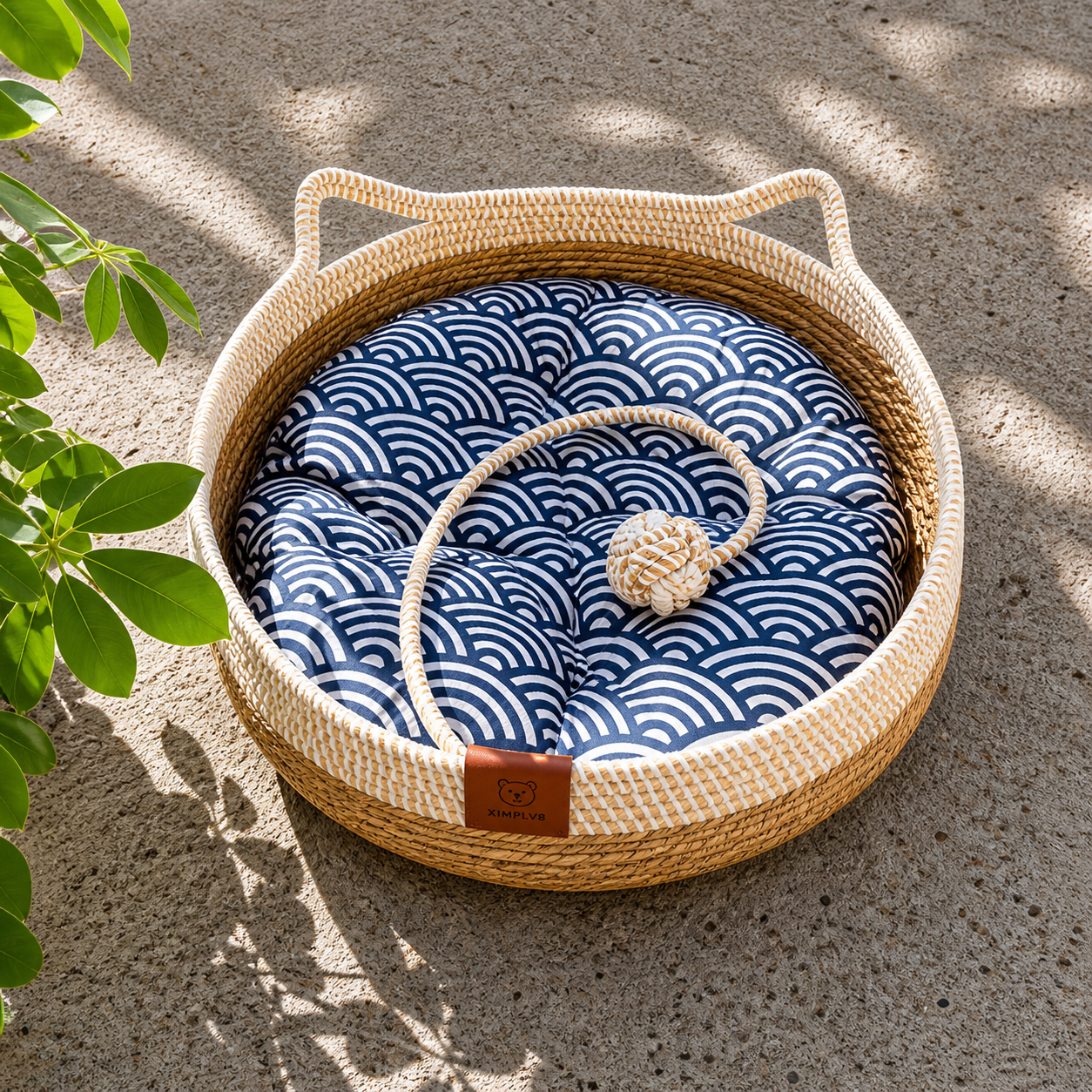 ScritchPets Woven Rattan Cat Bed