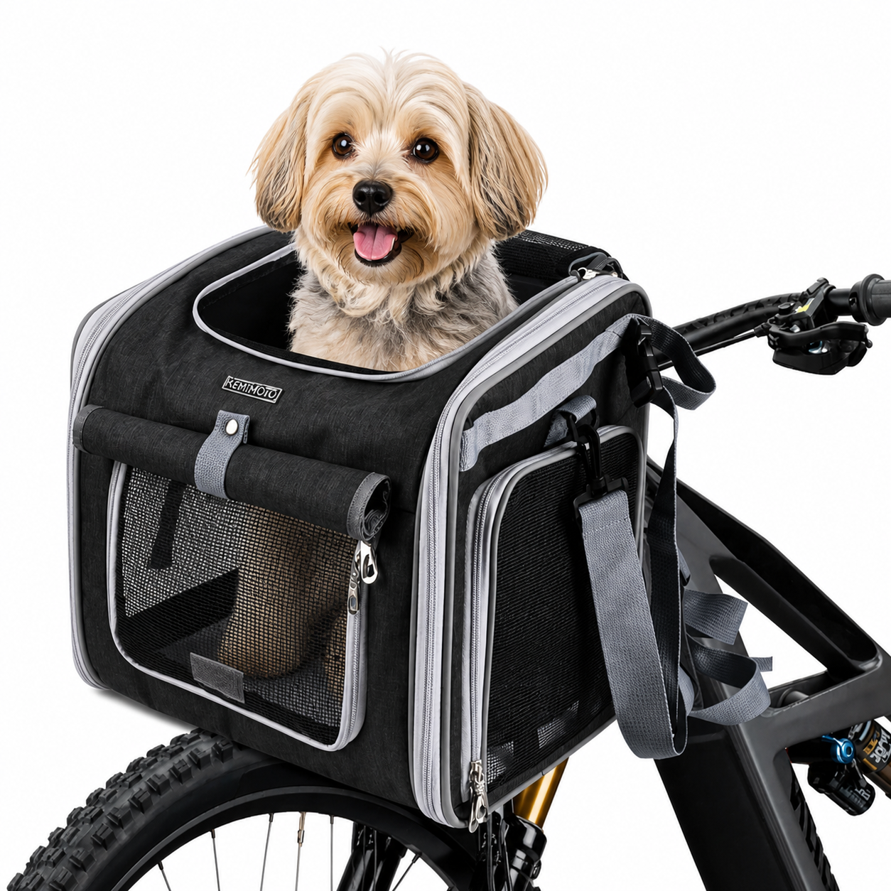 ScritchPets Expandable Dog Bike Basket Carrier